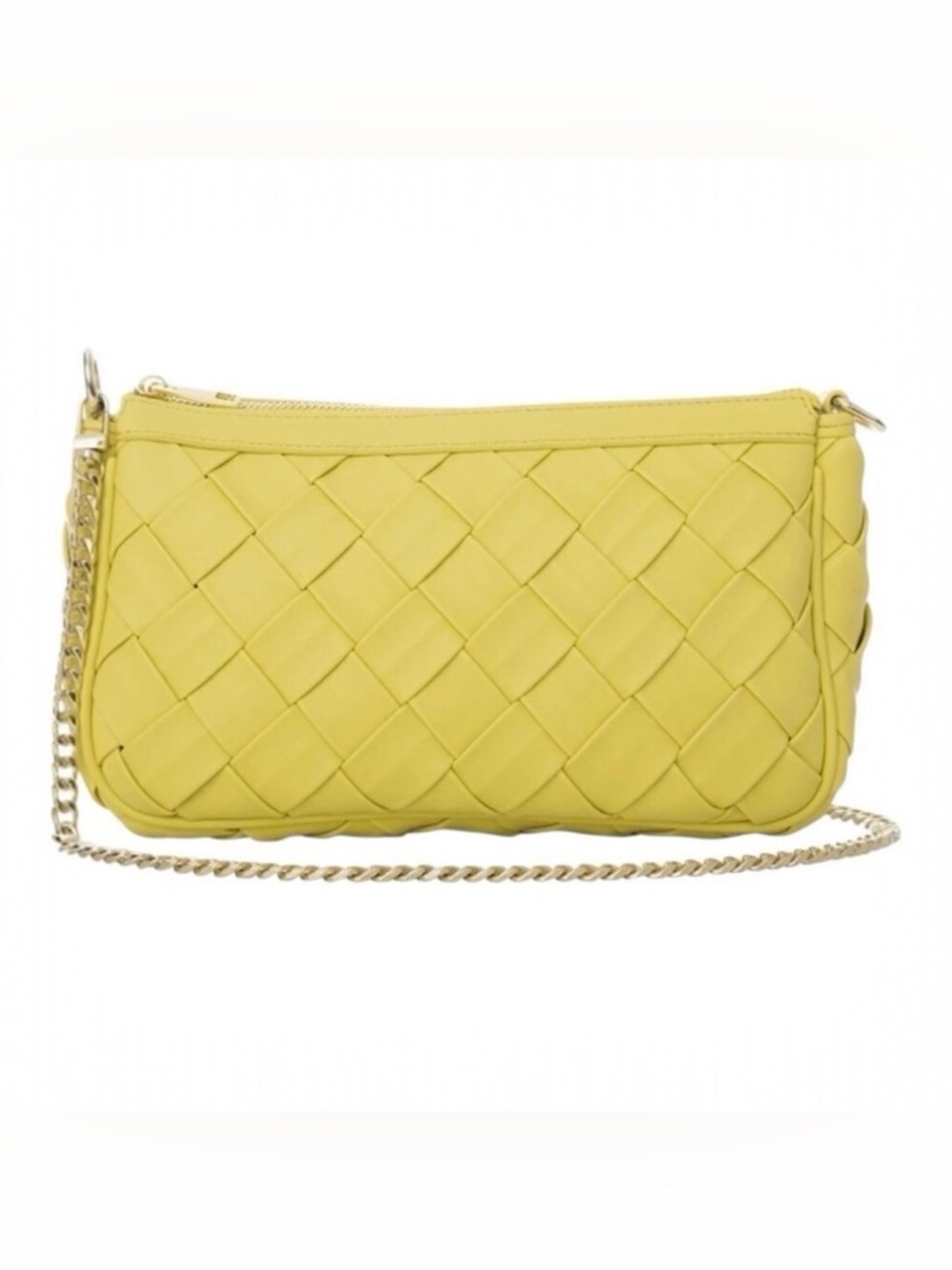 Jules Kae Anthropologie Lilian Shoulder Bag Chartreuse Gold Chain Vegan Leather
